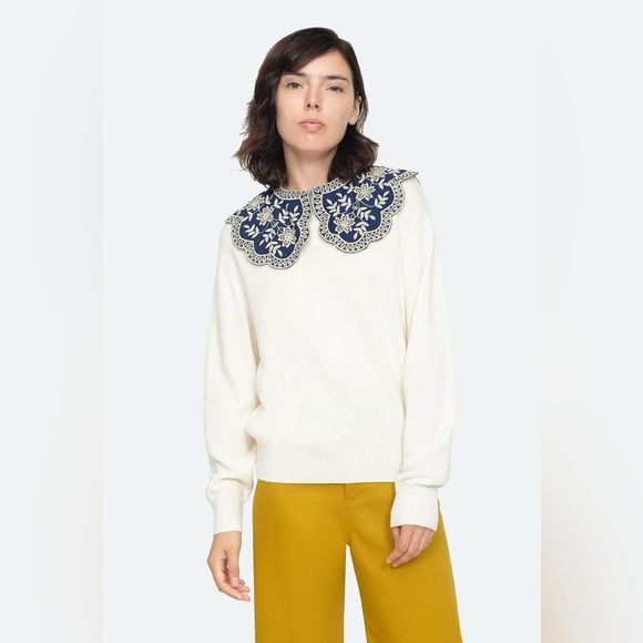 SEA NEW YORK ZIPPY LACE COLLAR - Embroidered - Navy - Picture 3 of 5